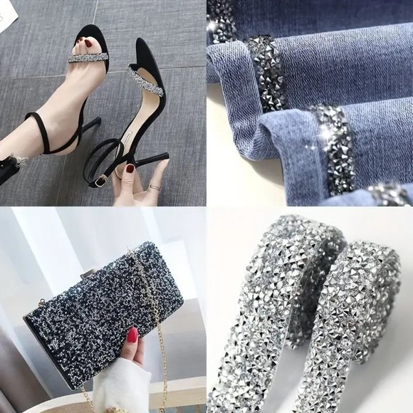 NEW 1 Roll/Yard Rhinestone Strips, Self-Adhesive Crystal Rhinestone Ribbon Multi - Picture 9 of 9